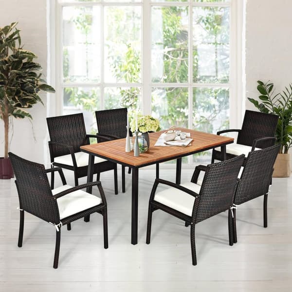 Hagebord spisebord med paraplyhull trebord terrassebord akasietre 140 x 75 x 76 cm naturlig