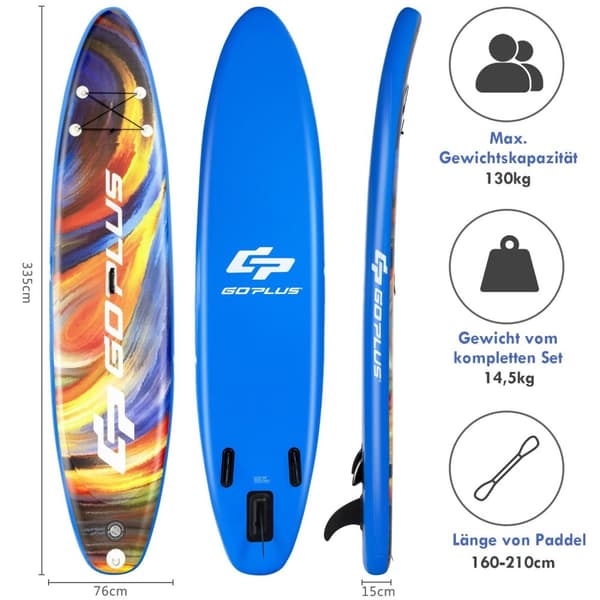 Paddle Board Stand-Up Uppblåsbar Paddle Board 335 x 76 x 15 cm Stjärnhimmel Mönster Färgglad