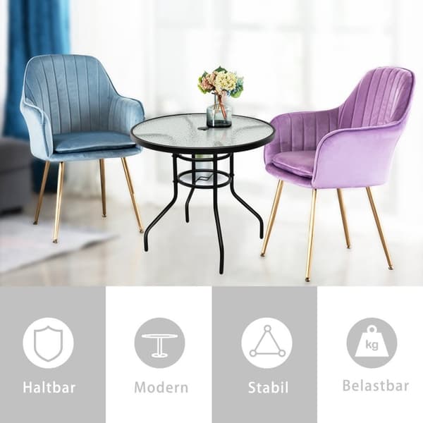 Bistrobord av metall med paraplyhål och förtjockad glasskiva trädgårdsbord glasbord svart