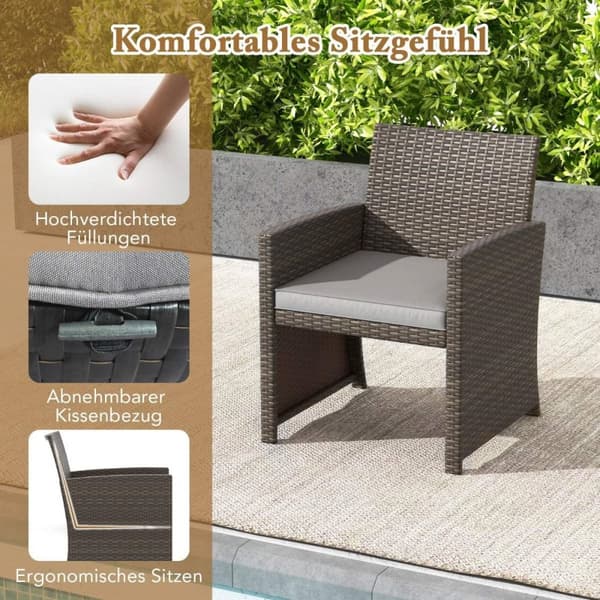 Sett med 5 Rotting Møbelsett Møbel Patio Sittesett Brun + Grå