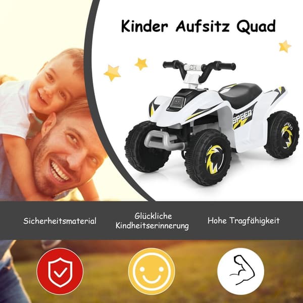 6V batteridriven Quad Mini Quad för småbarn 73 x 40 x 44,5 cm Vit