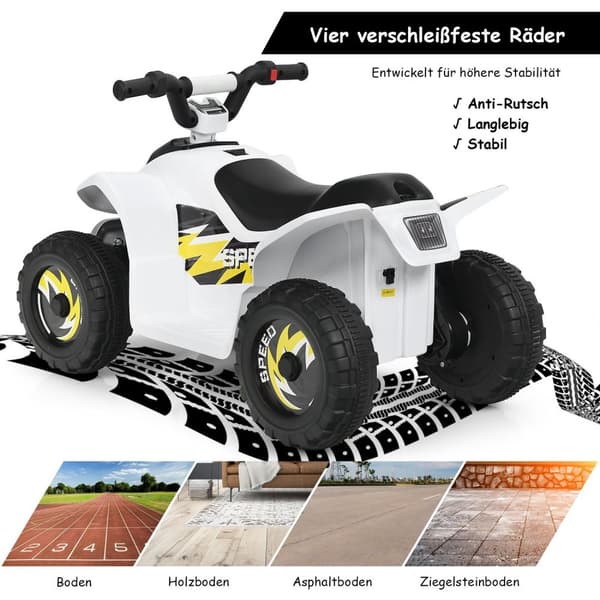 6V batteridriven Quad Mini Quad för småbarn 73 x 40 x 44,5 cm Vit