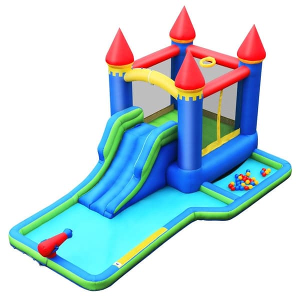 Uppblåsbar Bouncy Castle vattenrutschbana Park med blåsare Oxford-tyg av hög kvalitet 480 x 280 x 230 cm Färgglad