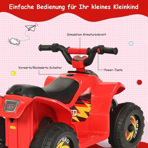 6V elektrisk børne quad mini elektrisk quad børnebil 73 x 40 x 44,5 cm rød