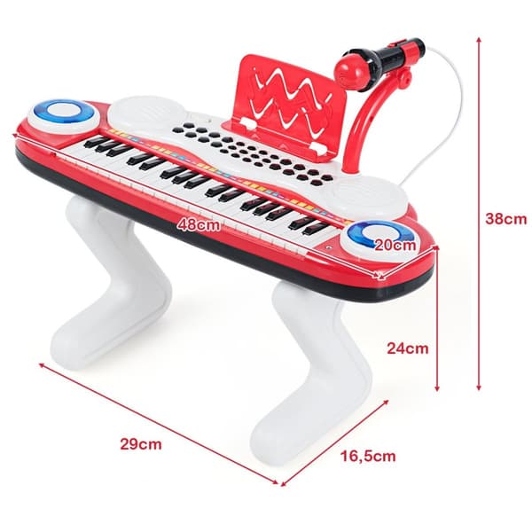 37 Keys Digitaalinen piano lapsille Kannettava pianolelu 48 x 20 x 38 cm punainen