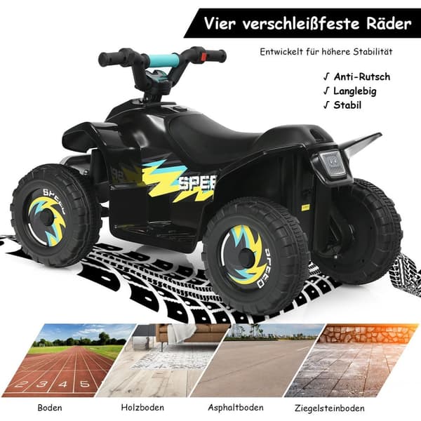 Elbil for barn, elektrisk firehjuling for barn, barnemotorsykkel, 73 x 40 x 44,5 cm, svart