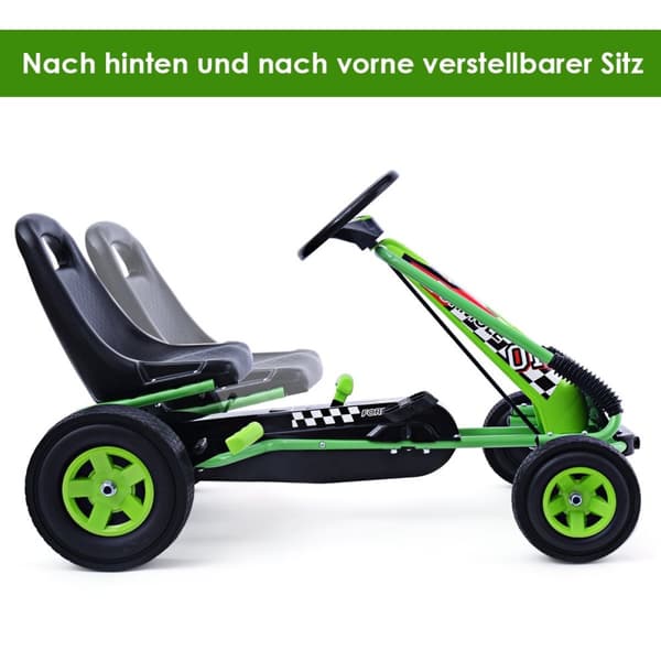 Pedal go-kart pedalbetjent kjørebil barnebil pedalkjøretøy 98 x 59 x 61 cm grønn + svart
