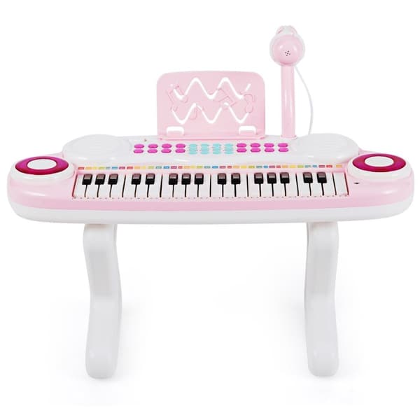 37 Keys Piano Keyboard Lasten näppäimistö jalustalla Opetusnäppäimistö 48 x 20 x 38 cm Pinkki