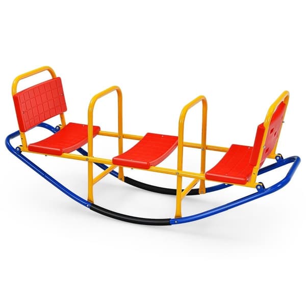3-personers rocker-børnevippe med håndtag Kraftig metal børne-vippe 136 x 39 x 60 cm Farverig