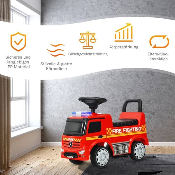Lasten paloauto lisensoitu Mercedes Benz työntöauto 62 x 29 x 43 cm punainen