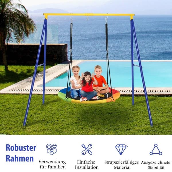Robust huskestativ i metall A-ramme hagestamme 194 x 184 x 180 cm blå + gul