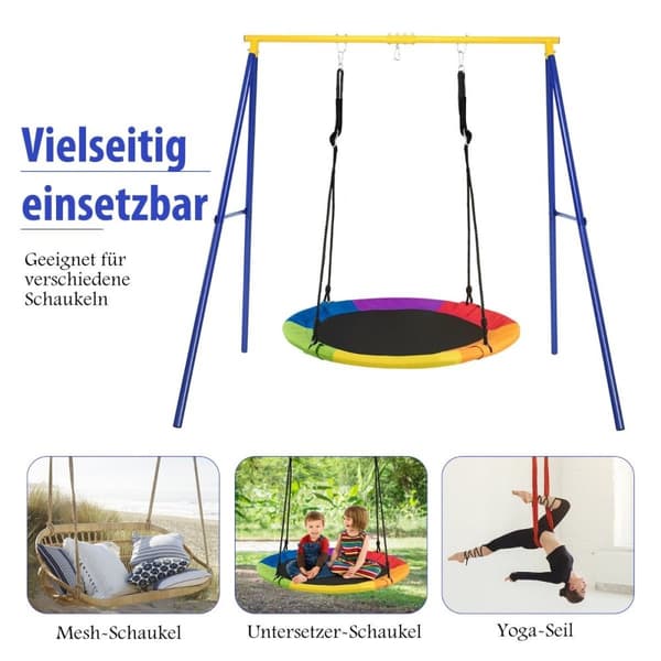 Robust huskestativ i metall A-ramme hagestamme 194 x 184 x 180 cm blå + gul