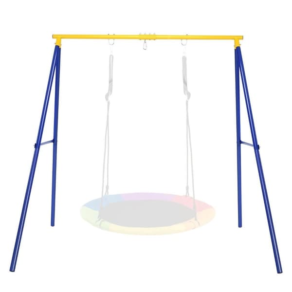 Robust metal gyngestativ A-ramme havegyngestativ 194 x 184 x 180 cm blå + gul