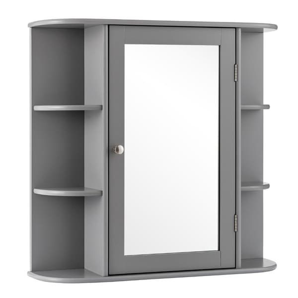 Peilattu kylpyhuonekaappi puinen seinäkaappi kylpyhuoneeseen 66 x 16,7 x 63 cm harmaa