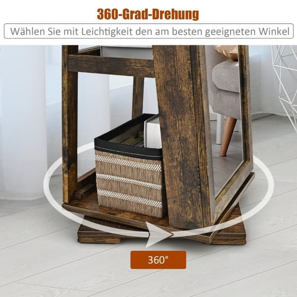 2 i 1 smykkeskap og stigehylle med speil i full lengde 39 x 39 x 161 cm brun