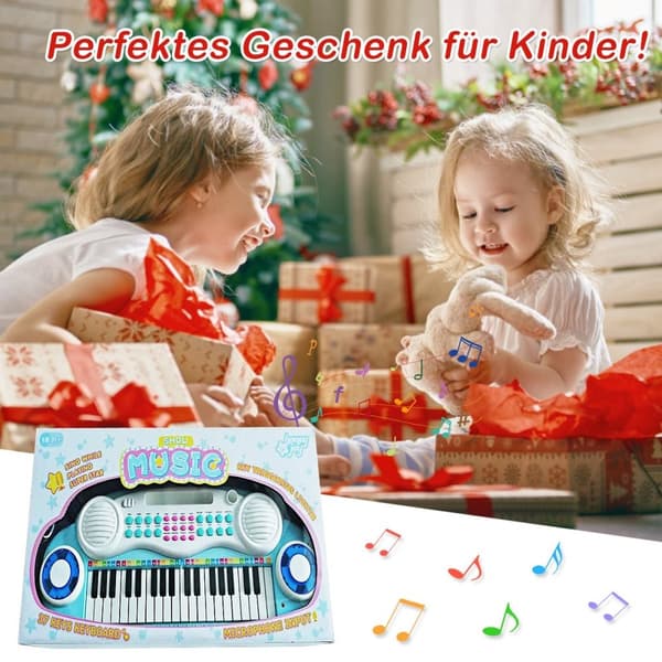 37 tangenter Digital Piano Barnetastatur Pianotastatur med mikrofon 48 x 20 x 38 cm Blå