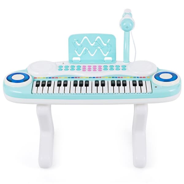 37 tangenter Digital Piano Barnetastatur Pianotastatur med mikrofon 48 x 20 x 38 cm Blå