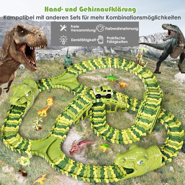 Dinosaur racerbane biler skinnebane lekesett for barn