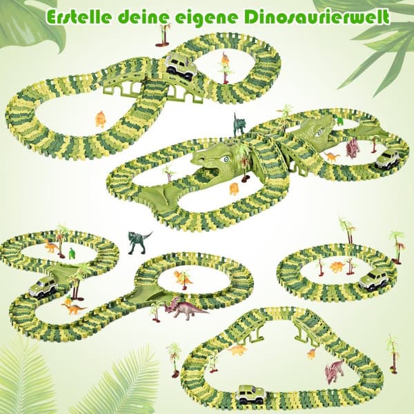Dinosaur racerbane biler skinnebane lekesett for barn
