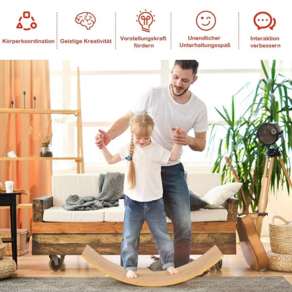Træ balanceplade bambusplade 90 x 30 x 16,5 cm natur