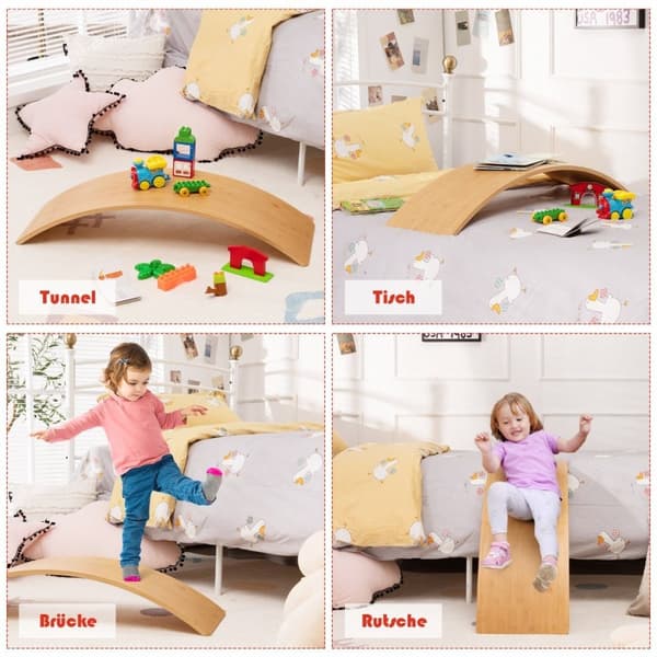 Træ balanceplade bambusplade 90 x 30 x 16,5 cm natur