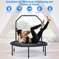 Miniatyrbilde 4 av 5: Ø101 cm trampoline med 2 motstandsbånd mini trampoline med høydejusterbart håndtak svart + blå