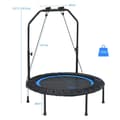 Miniatyrbilde 2 av 5: Ø101 cm trampoline med 2 motstandsbånd mini trampoline med høydejusterbart håndtak svart + blå