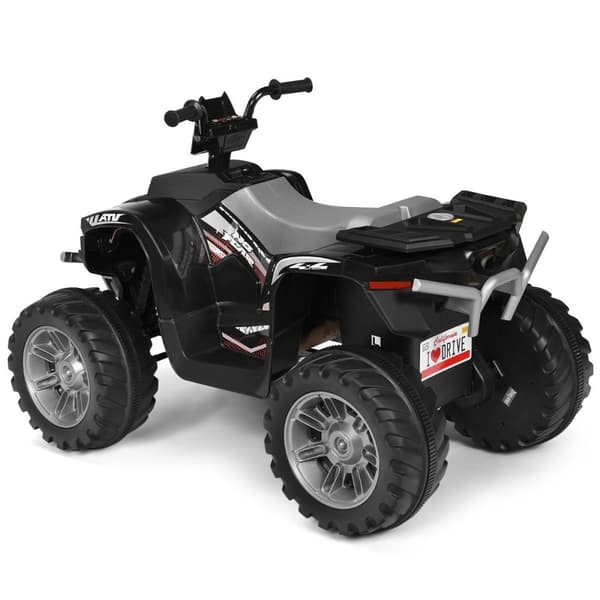 12V el-quad til børn med forlygter, mini el-quad med musik og horn, 4 hjul børnequad, 2,8-5 km/t for børn fra 3 år og derover, sort