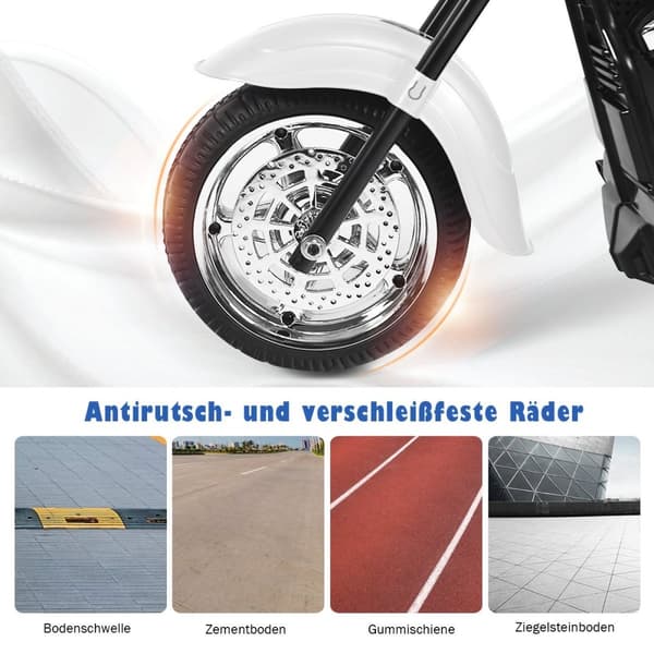 Chopper-stil motorcykel batteridriven motorcykel 91 x 48 x 64 cm vit + svart