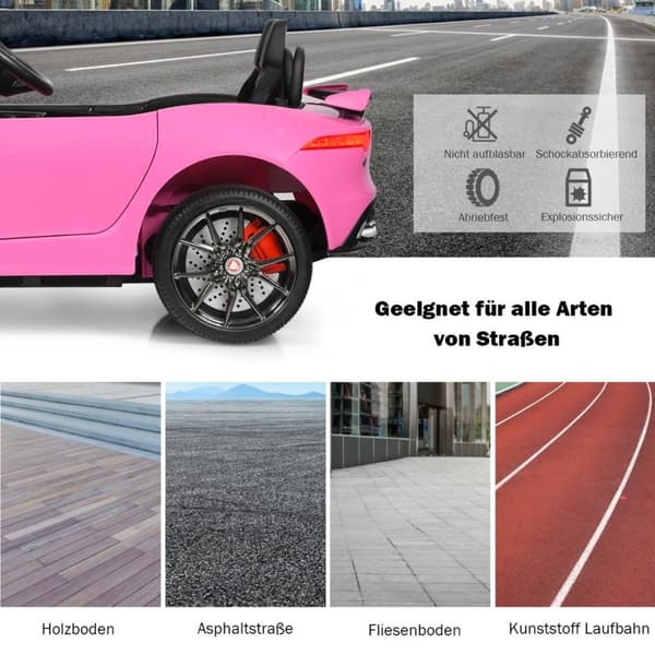 Elektrisk børnebil med historier & musik & horn & forlygter & 2,4G fjernbetjening pink