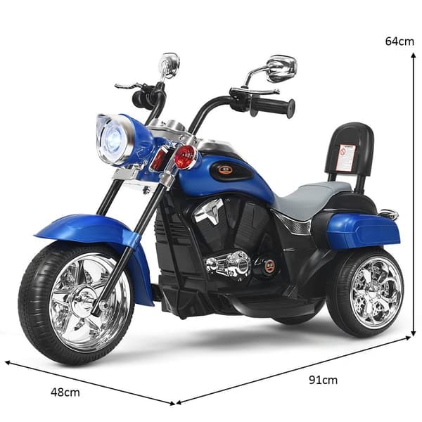 6V elmotorcykel med justerbara strålkastare motorcykel 91 x 48 x 64 cm blå + svart