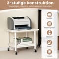 Miniatyrbild 4 av 5: Skrivarbord med 2 plan och låsbara hjul, skrivarställ, skrivarvagn, vit