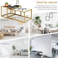 Miniatyrbild 3 av 5: 2 x sidobordsset, soffbord, modernt sidobord i marmor, gul + svart + vit