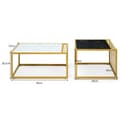 Miniatyrbild 2 av 5: 2 x sidobordsset, soffbord, modernt sidobord i marmor, gul + svart + vit
