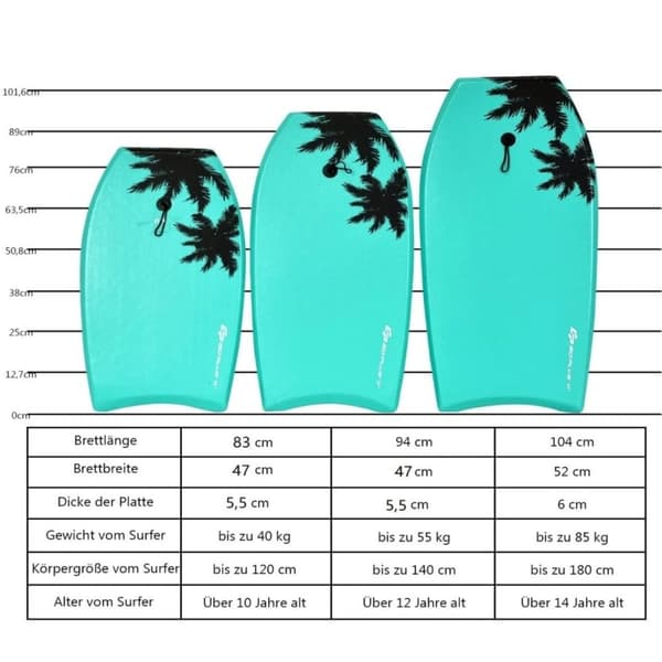 Bodyboard Surffilauta Sup-Board Uimalauta Uimalauta 94 x 47 x 5,5 cm Vihreä
