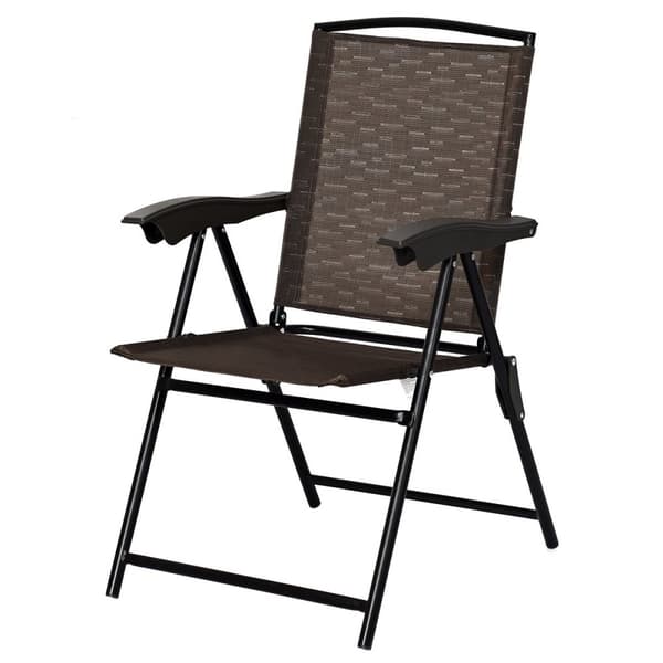 Sett med 4 sammenleggbare stoler, hagestoler med høy rygg, sammenleggbare stoler, 69 x 54 cm x 90 cm, brun