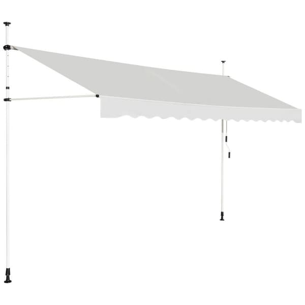 395 cm bred klämmarkis utan borrning, UV-beständig balkongmarkis, höjdjusterbar markis, beige
