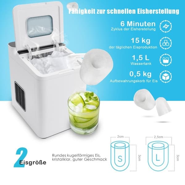 Counter isterning isterning maskine med termisk isolering 22,5 x 32 x 32,5 cm hvid
