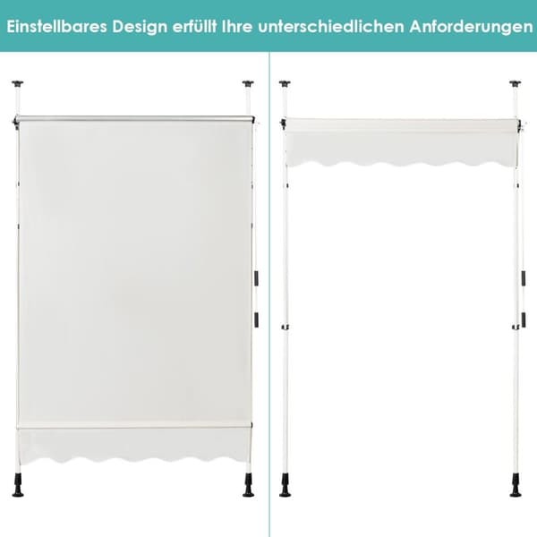 Teleskooppinen markiisi aurinkosuoja UV-suojattu vedenpitävä markiisi 150 x 120 cm beige
