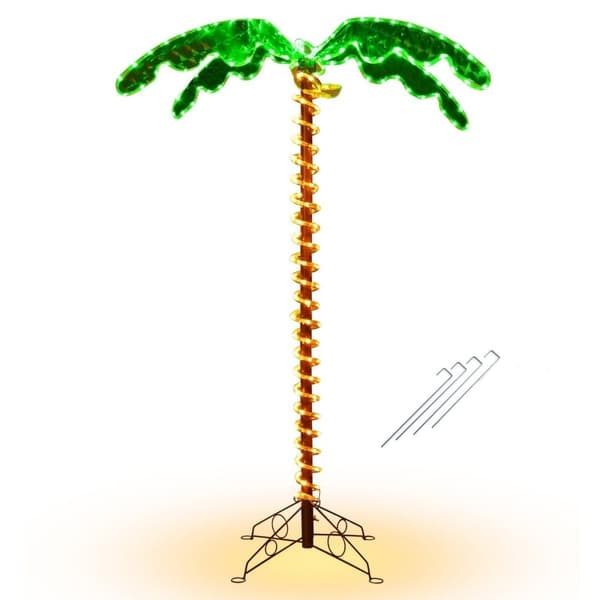 konstgjord upplyst palm med LED-lampor fällbar bas LED-palm 118 x 80 x 154 cm