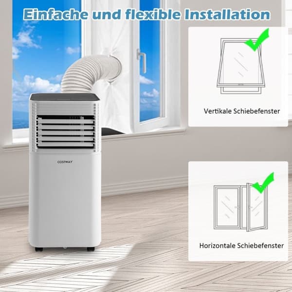 4 in 1 Mobile Air Conditioner 9000 BTU Jäähdytys-, tuuletus- ja kosteutta poistava ilmastointilaite mustalla kannella 16℃-32℃