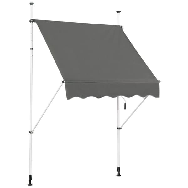 Utdragbart solskydd med vev, höjdjusterbar markis 150 x 120 cm grå