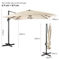 Miniatyrbilde 2 av 5: Parasoll med 3 tiltinnstillinger for hager, terrasser, kafeer, 300 x 300 x 273 cm, beige