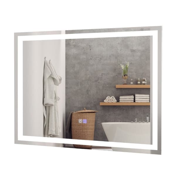 Baderomsspeil LED-speil med justerbar lysstyrke og fargetemperatur 80 x 60 cm
