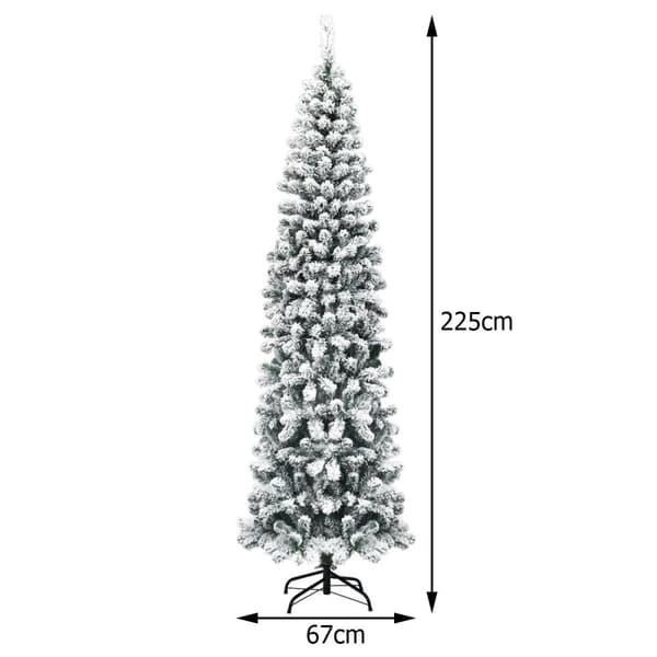 Kunstig snødekt juletre med 461 greiner som måler 225 cm