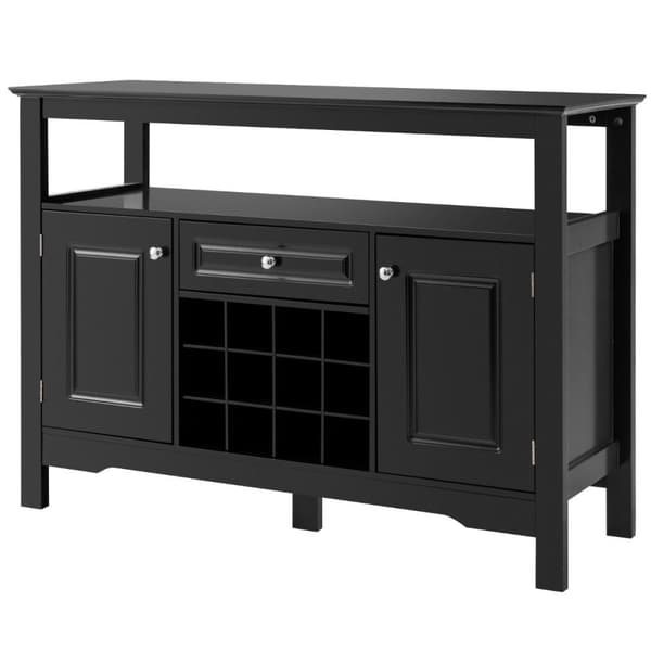 Moderne spisestuebuffet med vinstativ og skap og skuff 117 x 40,5 x 82,5 cm svart