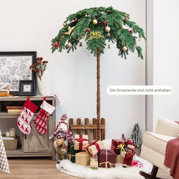 Kunstig tropisk julepalme med 250 varmhvite LED-lys og 813 grenspisser 180 cm