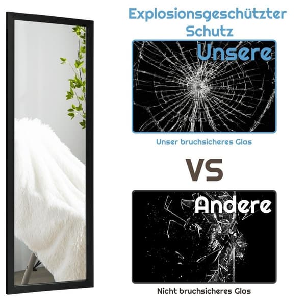 120 x 37 cm väggspegel dörrspegel med höjdjusterbara hängkrokar spegel för sovrum