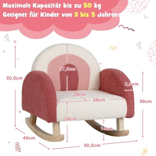 Lasten keinutuoli teddy-pehmonojatuoli, jossa keinujalat poppelin punaisesta