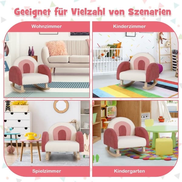 Lasten keinutuoli teddy-pehmonojatuoli, jossa keinujalat poppelin punaisesta